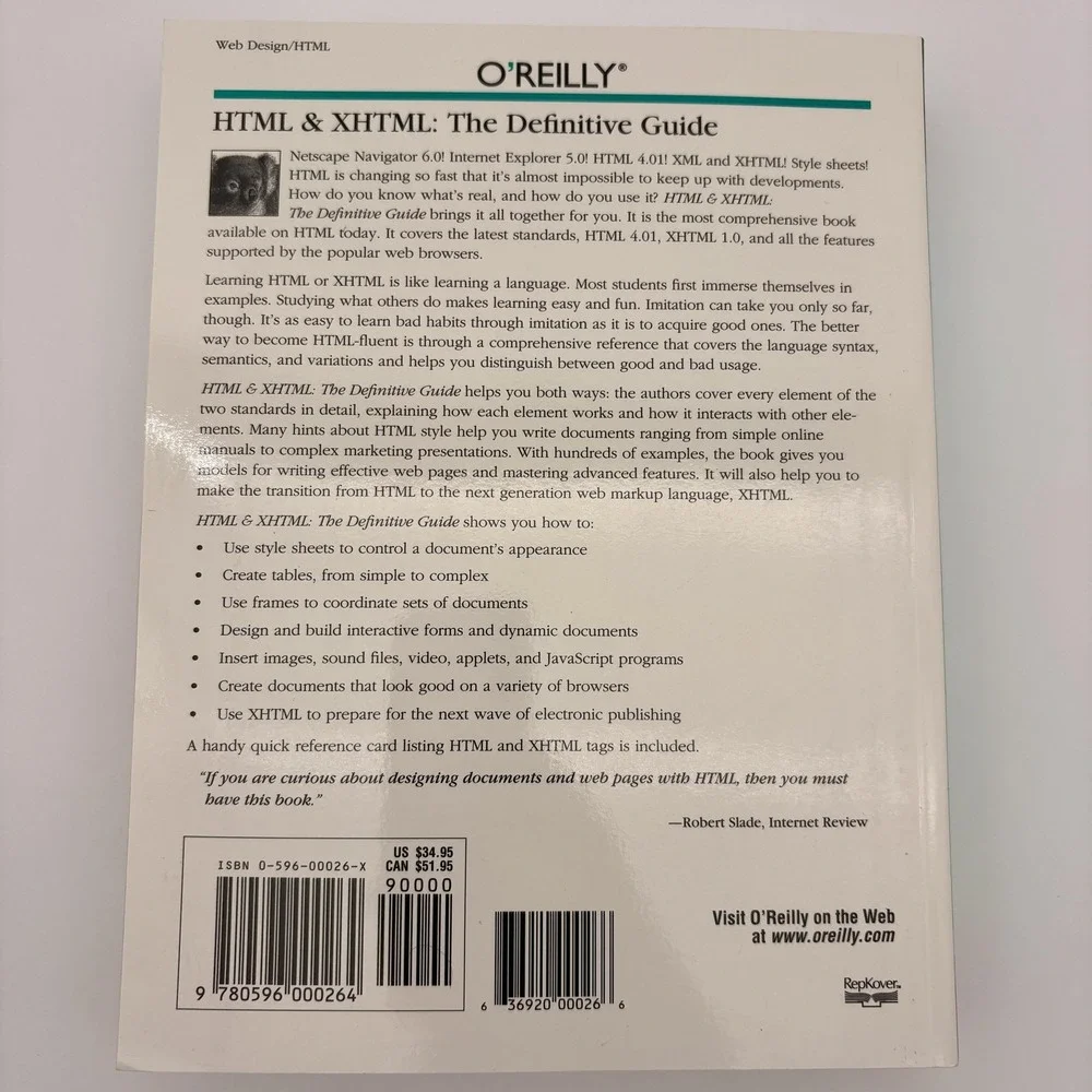 HTML & XHTML‎ Definitive Guide 4th Edition Musciano Kennedy O'Reilly Softcover